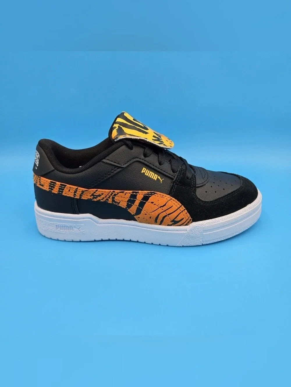 Puma CAR PRO HOT WHEELS Black Sneakers with Orange Stripe 403431 01 Kids 3.5 US